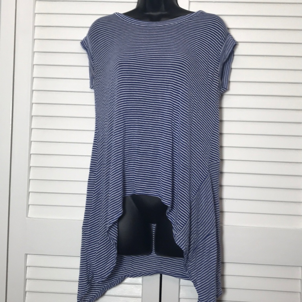 Click on Pic- Sheer Blue and White Striped Shirt